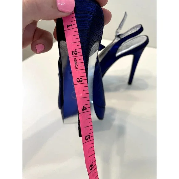 Adrianna Papell Blue and Silver Heels - Picture 7 of 7